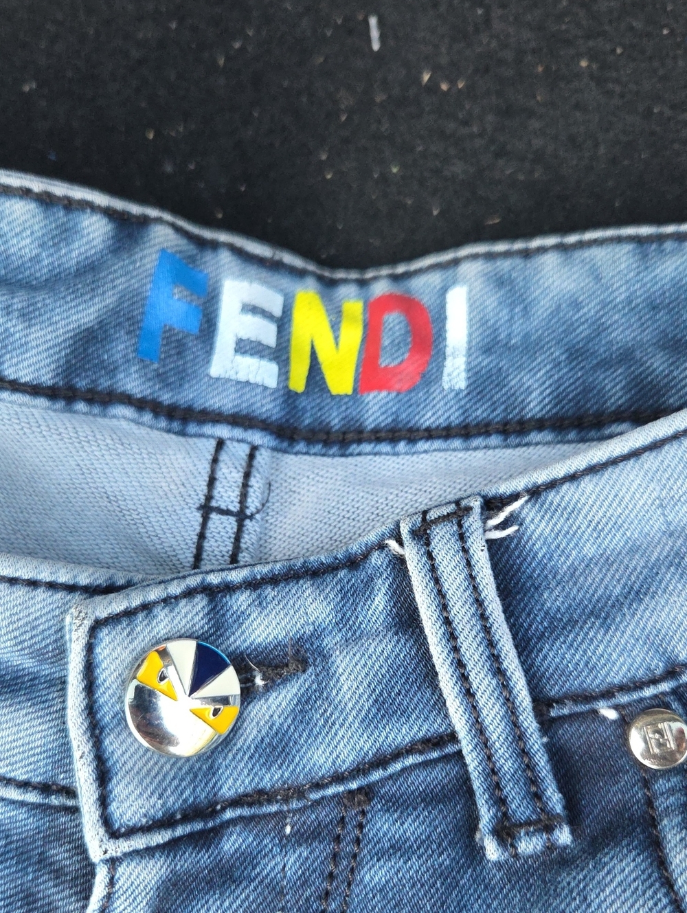 Fendi Light Blue Skinny Jeans with Multicolor Logo